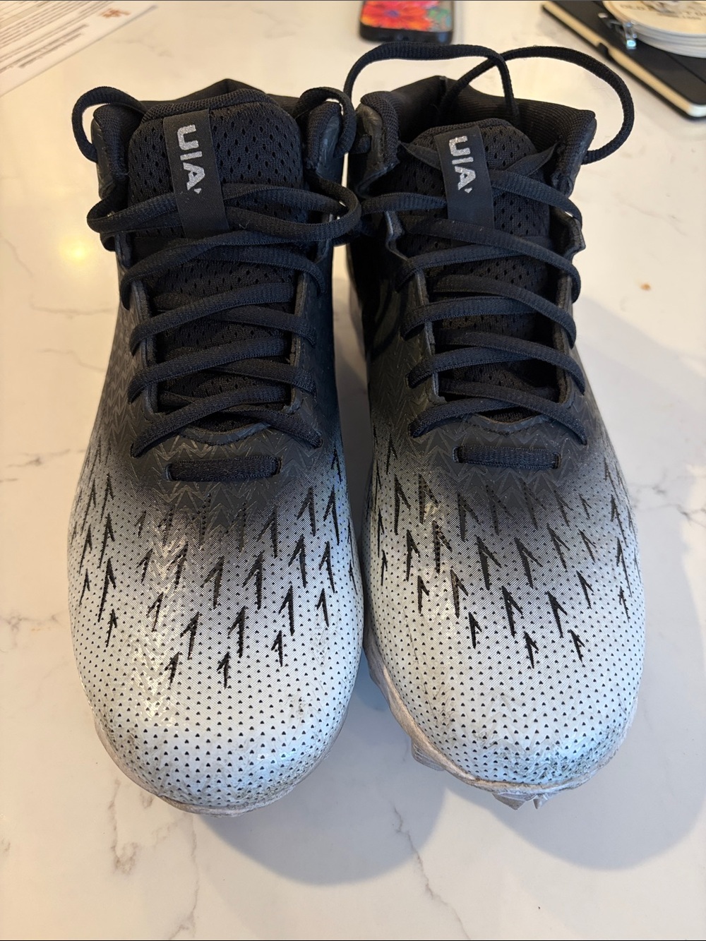 Under Armour Black to Gray Gradient Football Cleats